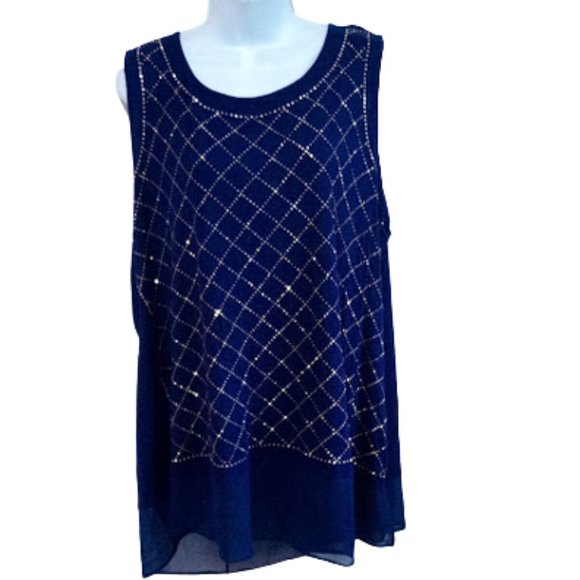 ---  Dark Blue and Sparkly Tank Top 2X - Picture 1 of 4
